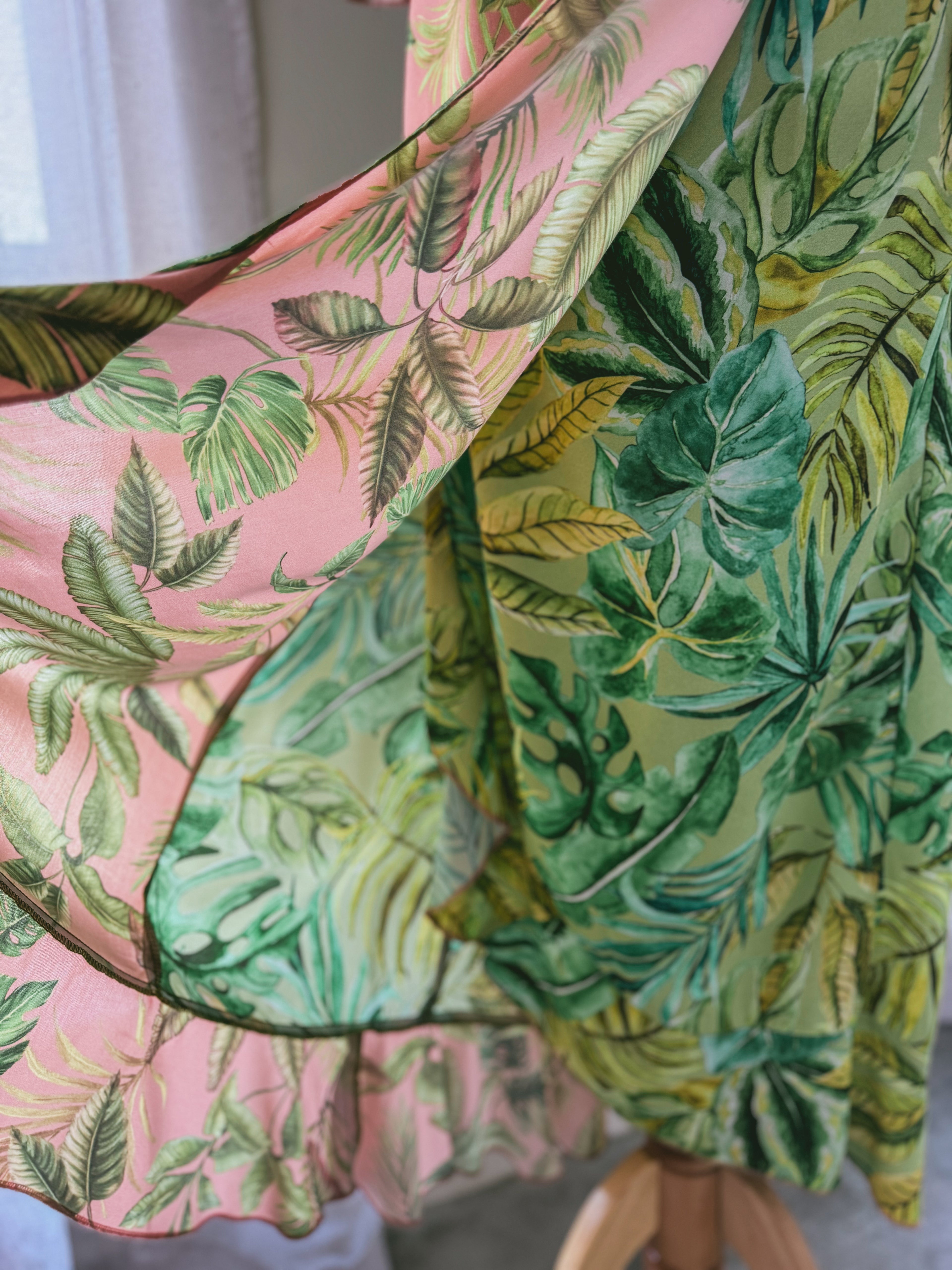 Tropical Wrap Frill Dress